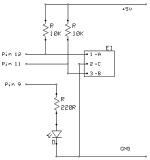 Схема подключения энкодера и LED